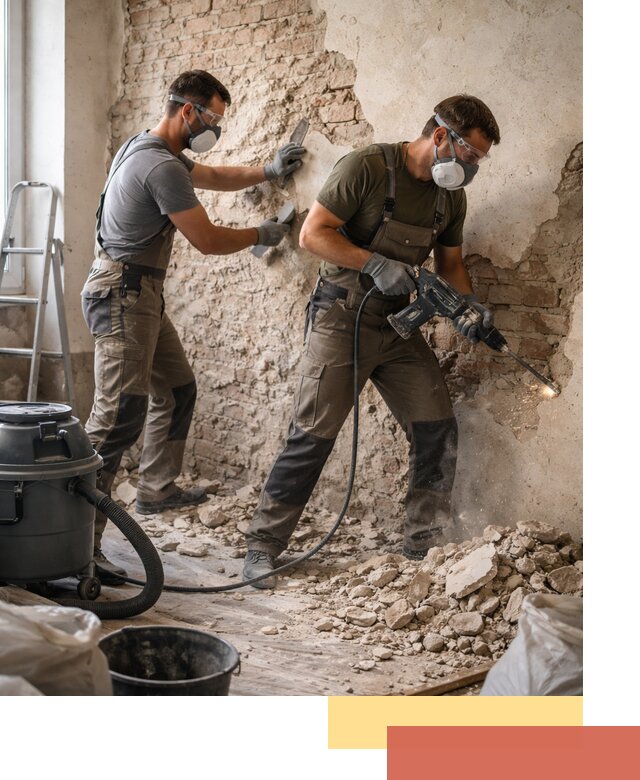 Демонтаж штукатурки со стен в Кушве быстро и аккуратно