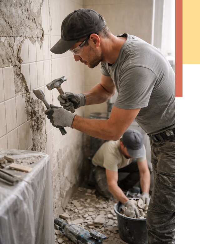 Демонтаж плитки со стен в Кушве от 873 руб. — быстро и недорого | ОТДЕЛОЧНИК-Кшв