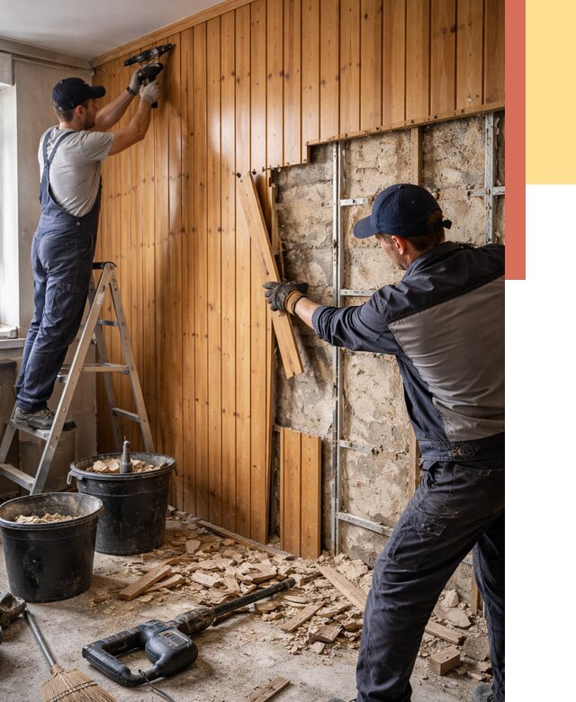 Демонтаж вагонки со стен в Кушве от 1488 руб. — снятие, удаление, срочно | ОТДЕЛОЧНИК-Кшв