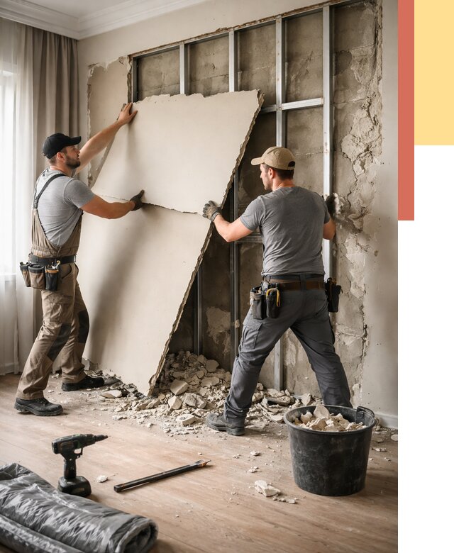 Демонтаж гипсокартона со стен в Кушве от 359 руб. — услуги демонтажа | ОТДЕЛОЧНИК-Кшв