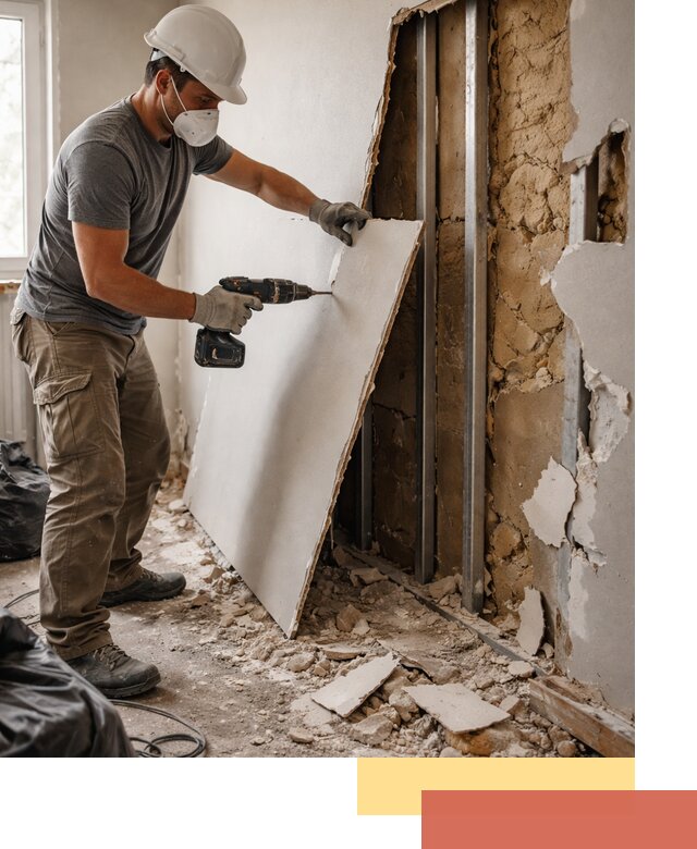 Демонтаж гипсокартона со стен в Кушве качественно и быстро