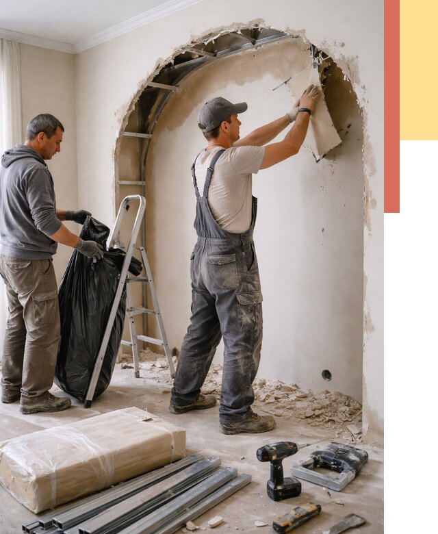 Демонтаж арки из гипсокартона в Кушве от 3593 руб. — услуги под ключ | ОТДЕЛОЧНИК-Кшв