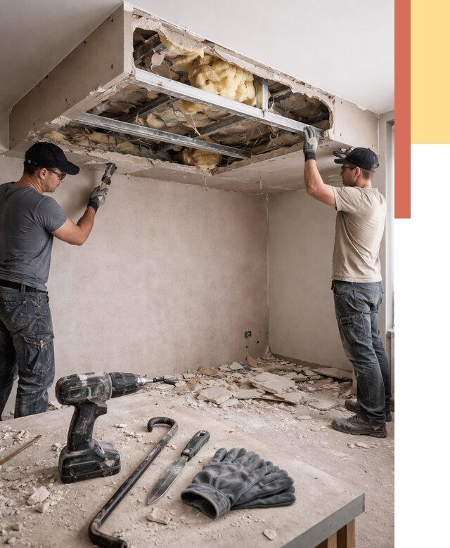 Демонтаж короба из гипсокартона в Кушве от 1560 руб. — быстро и недорого | ОТДЕЛОЧНИК-Кшв