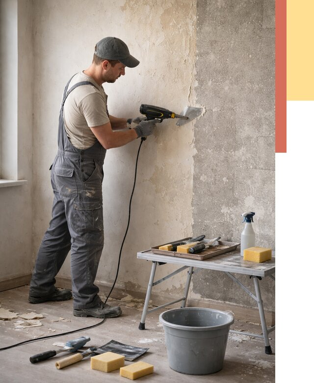 Очистка стен от клея в Кушве от 1899 руб. — снятие и удаление клея со стен | ОТДЕЛОЧНИК-Кшв