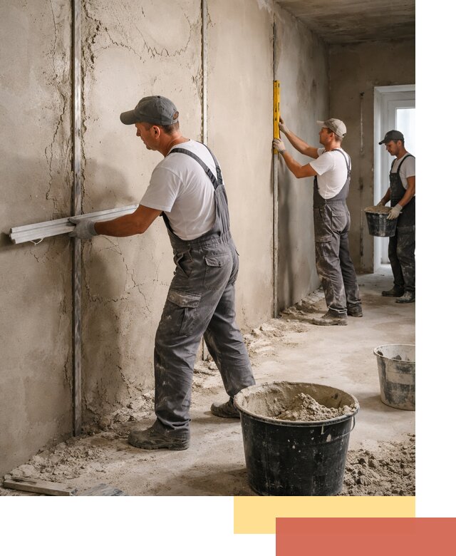 Штукатурка стен по маякам в Кушве — точная и ровная поверхность