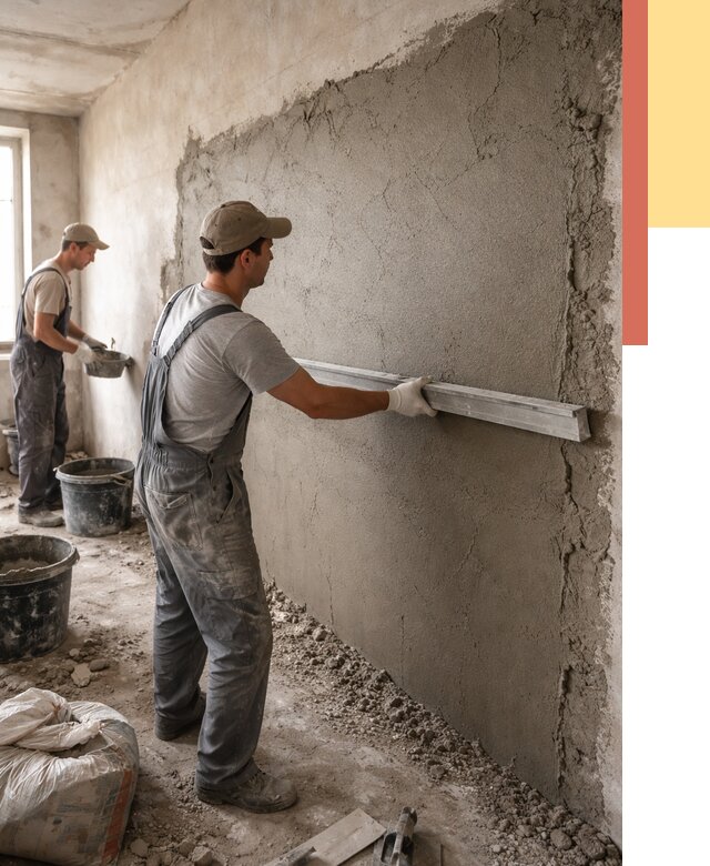 Цементная штукатурка стен в Кушве от 4619 руб/м2 — быстро и недорого | ОТДЕЛОЧНИК-Кшв