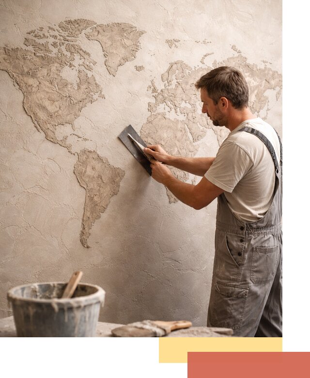 Декоративная штукатурка «Карта мира» под ключ в Кушве