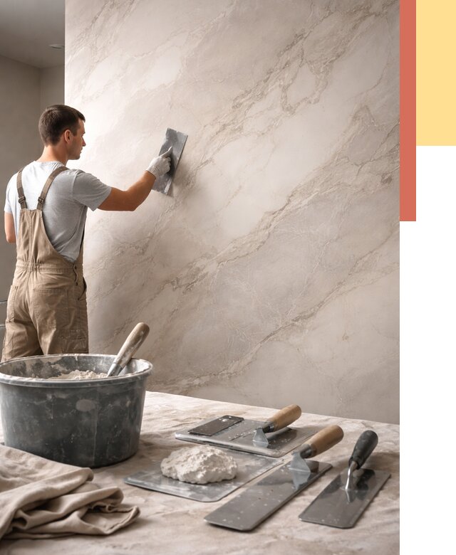 Декоративная штукатурка под мрамор в Кушве от 2874 руб./м² — быстро и недорого | ОТДЕЛОЧНИК-Кшв