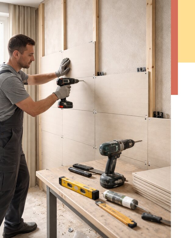 Монтаж МДФ панелей на стены в Кушве от 1283 руб. под ключ | ОТДЕЛОЧНИК-Кшв