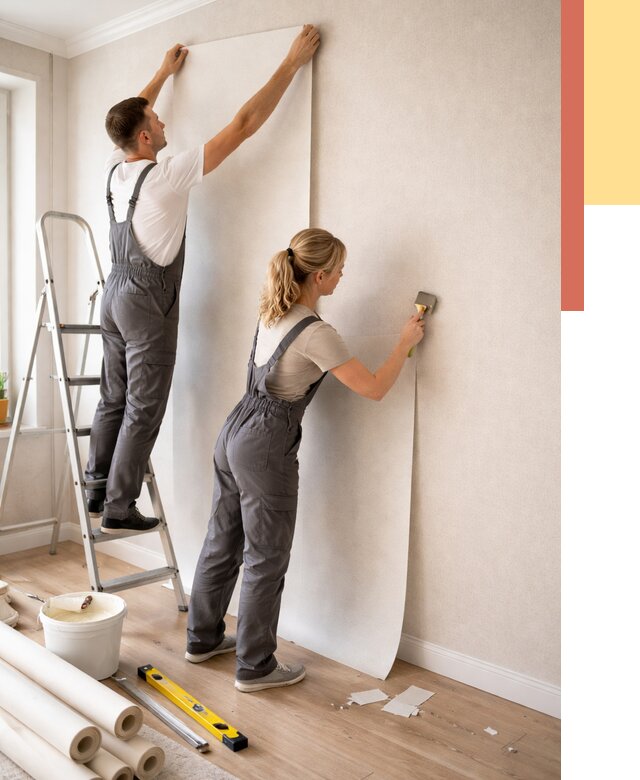 Поклейка флизелиновых обоев в Кушве от 6159 руб. | Быстро и недорого — ОТДЕЛОЧНИК-Кшв