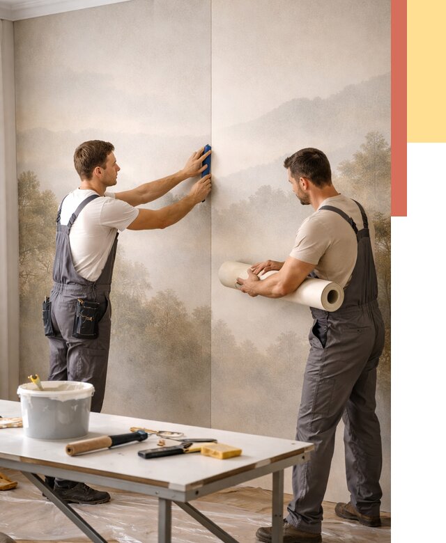 Поклейка фотообоев в Кушве от 8725 руб/м² — быстро и недорого | ОТДЕЛОЧНИК-Кшв