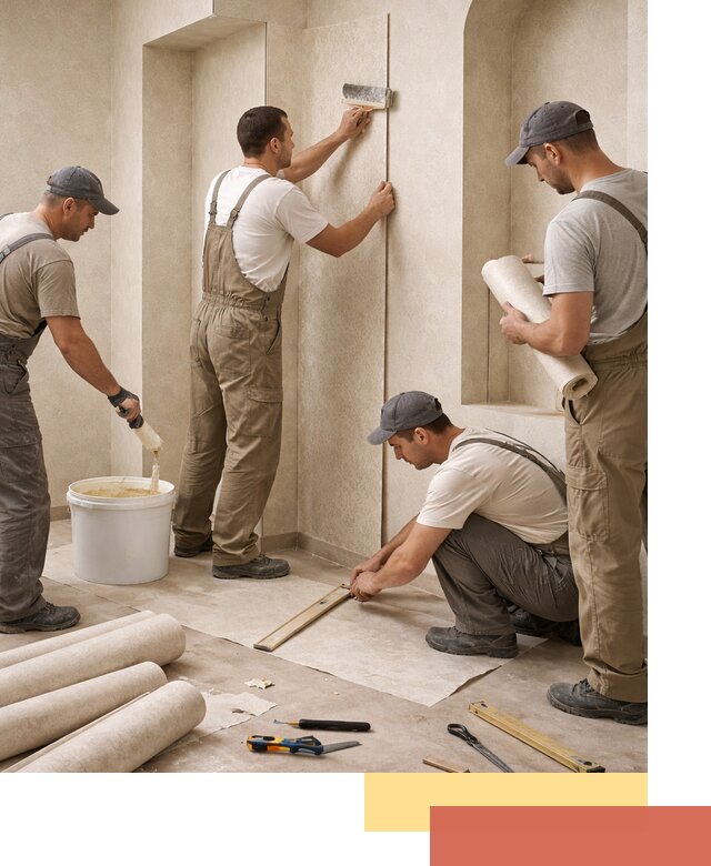 Поклейка обоев на сложные стены и неровные поверхности в Кушве