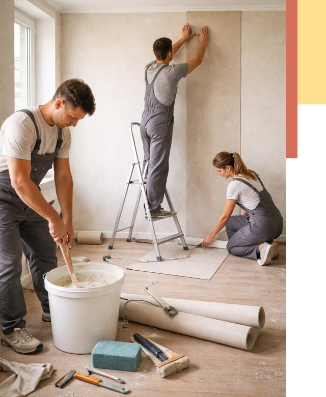 Оклейка стен обоями в Кушве от 3593 руб/м2 — быстро и недорого | ОТДЕЛОЧНИК-Кшв