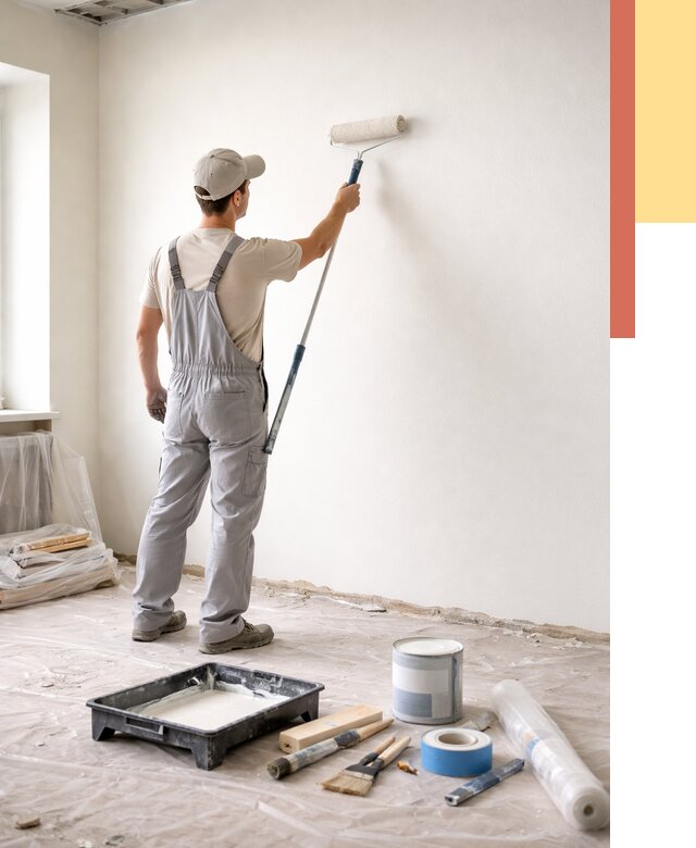 Покраска стен водоэмульсионной краской в Кушве от 462 руб. за м² | ОТДЕЛОЧНИК-Кшв