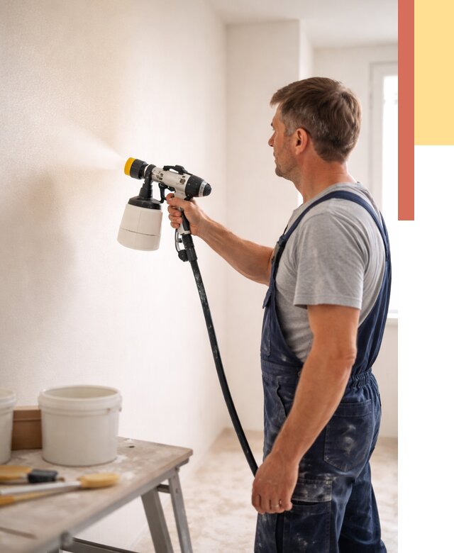 Покраска стен краскопультом в Кушве от 7699 руб. — механизированная покраска | ОТДЕЛОЧНИК-Кшв