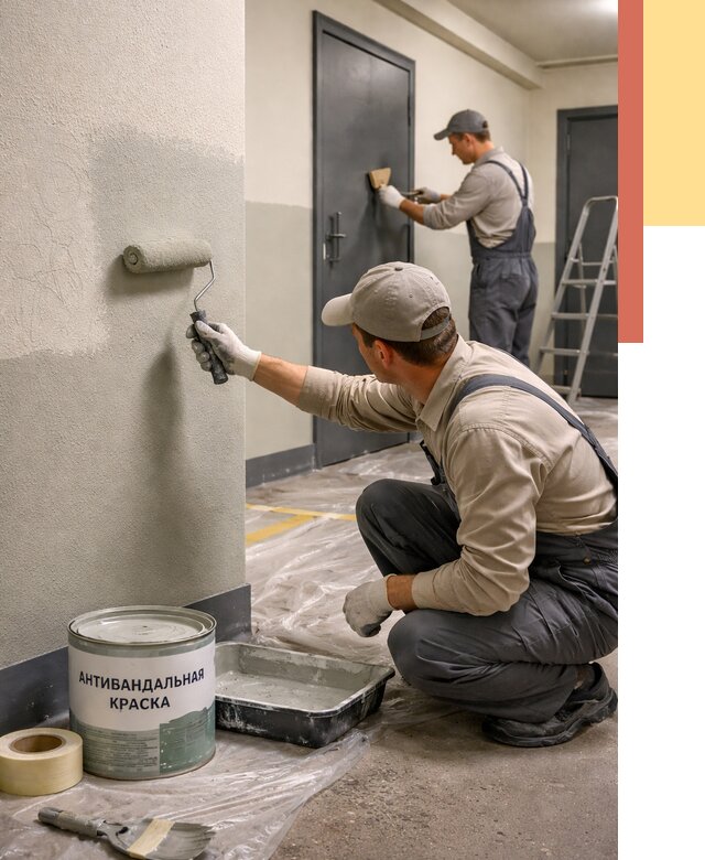 Покраска стен антивандальной краской в Кушве от 4619 руб./м² под ключ | ОТДЕЛОЧНИК-Кшв