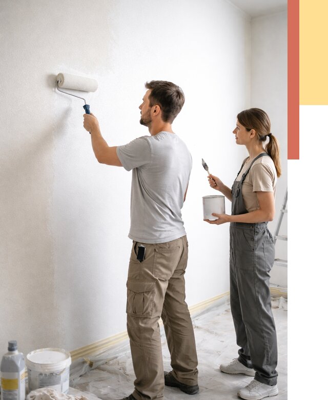 Окраска стен по стеклохолсту в Кушве от 4619 руб/м² под ключ | ОТДЕЛОЧНИК-Кшв