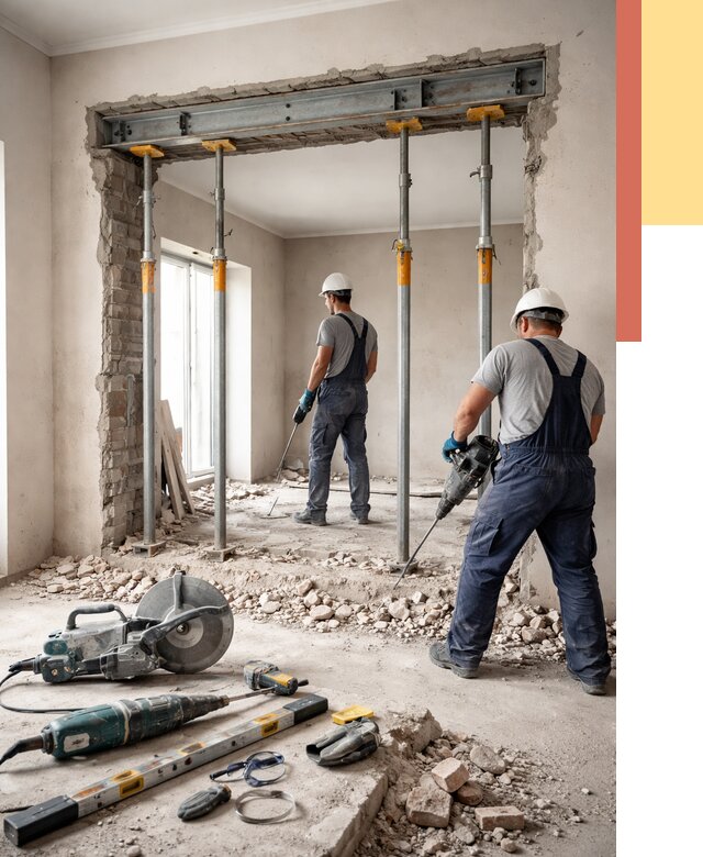 Прорезка проема в стене в Кушве от 4619 руб. — быстро и недорого | ОТДЕЛОЧНИК-Кшв