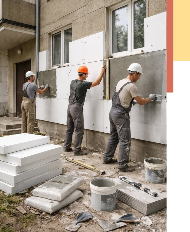 Утепление стен пенопластом в Кушве от 1796 руб. — недорого и под ключ | ОТДЕЛОЧНИК-Кшв