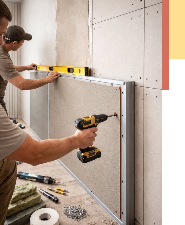 Шумоизоляция стен панелями ЗИПС в Кушве от 2258 руб./м² под ключ | ОТДЕЛОЧНИК-Кшв