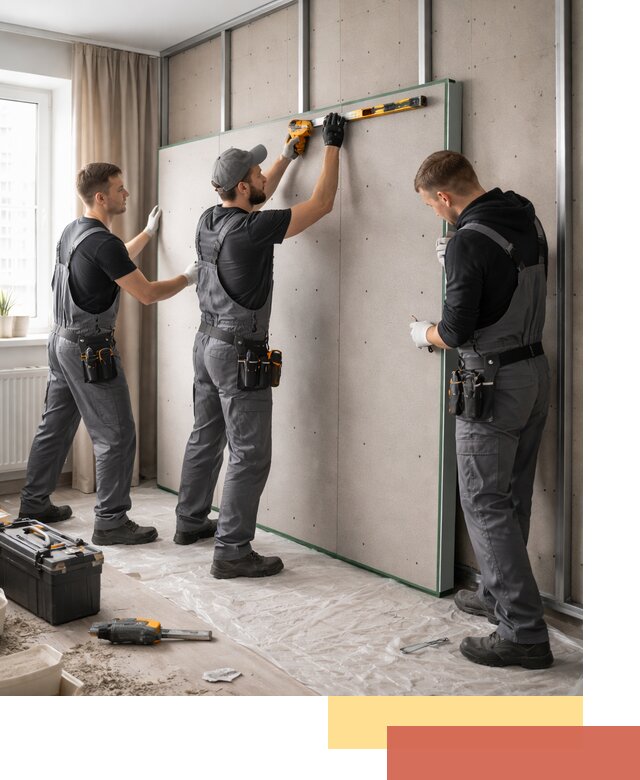 Шумоизоляция стен панелями ЗИПС в Кушве для жилых и коммерческих помещений