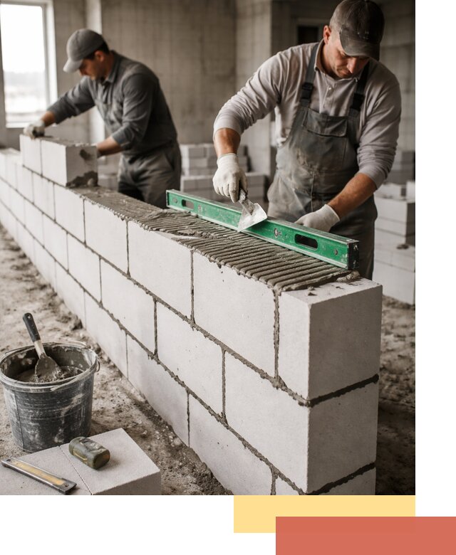 Кладка перегородок из газобетона в Кушве быстро и качественно