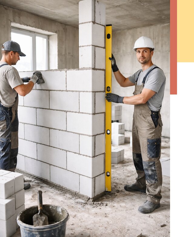 Кладка перегородок из пеноблока в Кушве от 1848 руб. под ключ | ОТДЕЛОЧНИК-Кшв