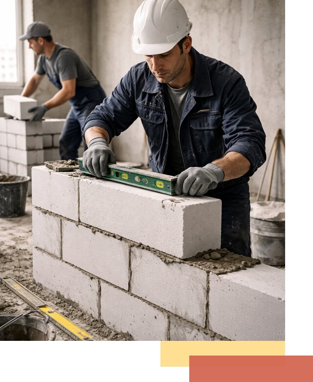 Кладка перегородок из пеноблока под ключ в Кушве