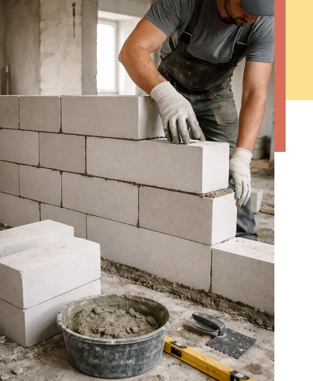 Кладка перегородок из силикатного блока в Кушве от 4106 руб. под ключ | ОТДЕЛОЧНИК-Кшв