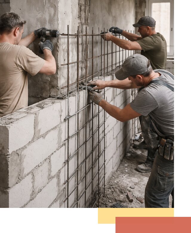 Армирование кладки перегородок в Кушве профессионально и надёжно