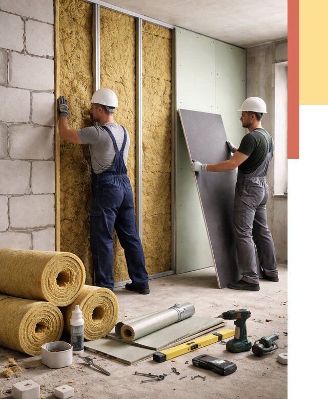 Шумоизоляция перегородок из блоков в Кушве от 1899 руб./м² — быстро и недорого | ОТДЕЛОЧНИК-Кшв