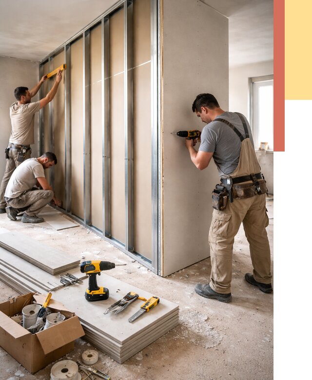 Монтаж однослойной перегородки из гипсокартона в Кушве от 667 руб. | ОТДЕЛОЧНИК-Кшв