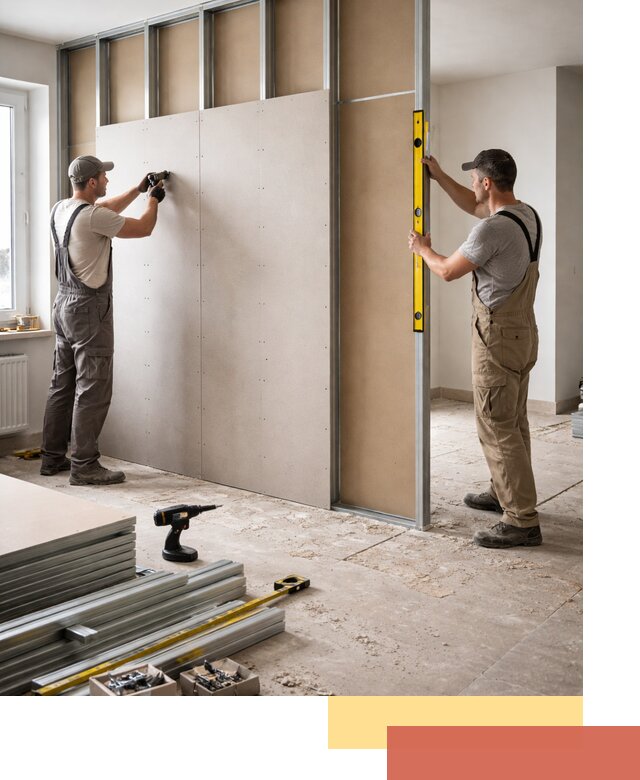 Зонирующая перегородка из гипсокартона под ключ в Кушве