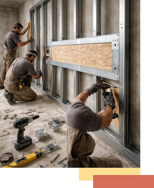 Усиленная перегородка для крепления тяжёлых конструкций в Кушве