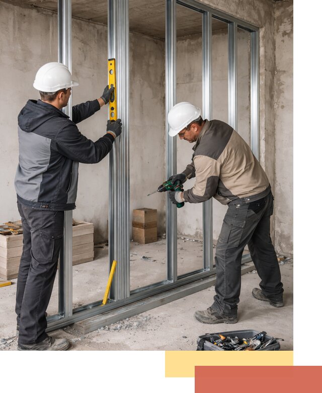 Монтаж каркаса перегородки из профиля в Кушве