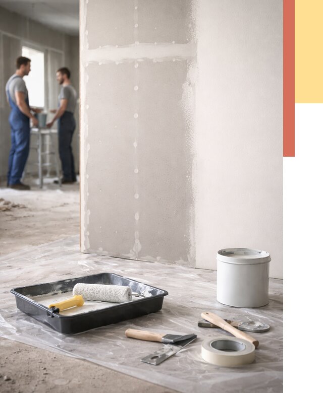 Покраска перегородок из гипсокартона в Кушве от 4619 руб. под ключ | ОТДЕЛОЧНИК-Кшв