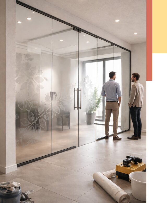 Стеклянные перегородки с рисунком в Кушве от 12831 руб. монтаж и нанесение | ОТДЕЛОЧНИК-Кшв