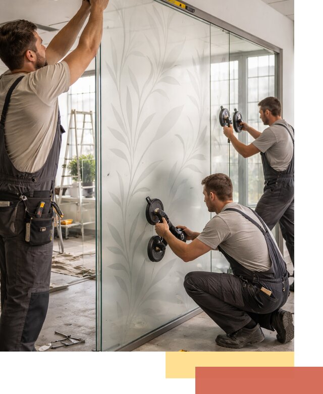 Стеклянные перегородки с рисунком на заказ в Кушве