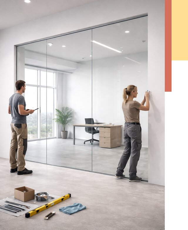 Перегородки из закаленного стекла в Кушве от 9752 руб. под ключ | ОТДЕЛОЧНИК-Кшв