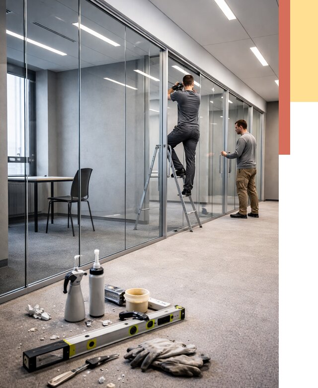 Стеклянные офисные перегородки в Кушве от 8725 руб. — монтаж и установка | ОТДЕЛОЧНИК-Кшв