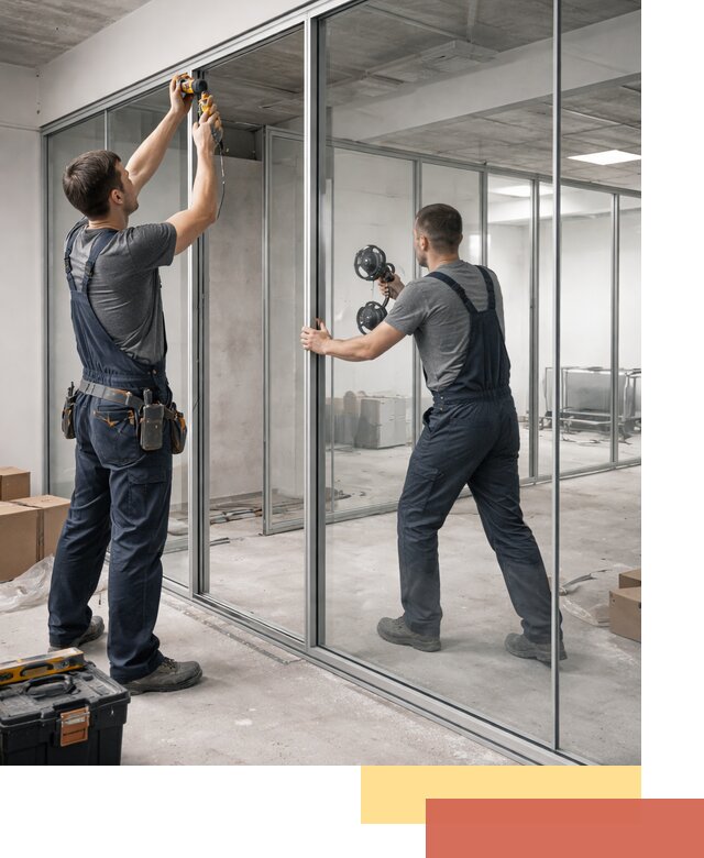 Алюминиевые перегородки со стеклом в Кушве — изготовление и монтаж