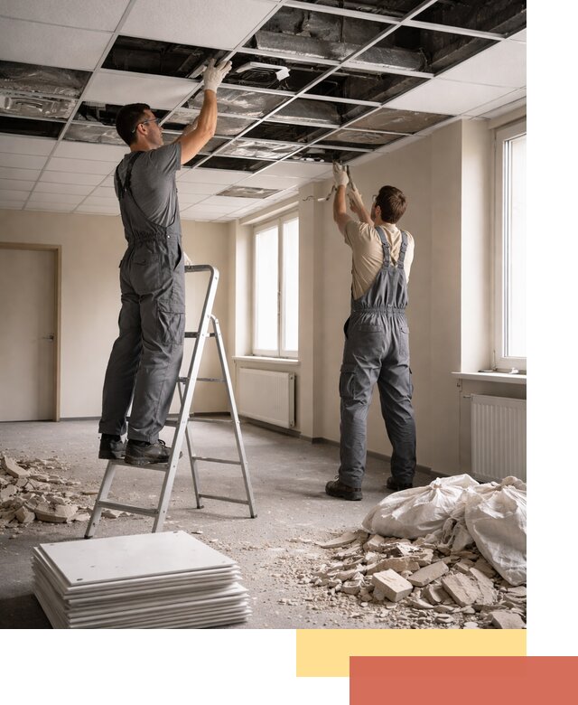 Демонтаж потолков Армстронг профессионально в Кушве