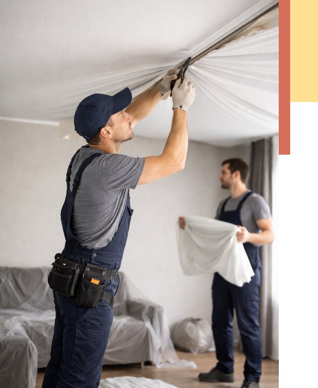 Демонтаж натяжного потолка в Кушве от 4619 руб. — снятие и разбор под ключ | ОТДЕЛОЧНИК-Кшв