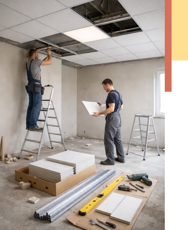 Монтаж потолка армстронг в Кушве от 4619 руб/м2 — быстрая установка под ключ | ОТДЕЛОЧНИК-Кшв