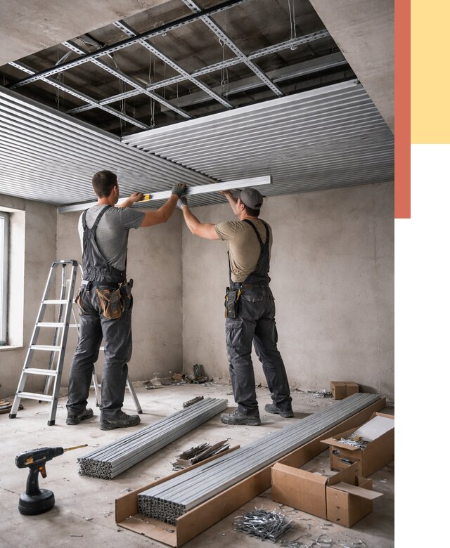 Монтаж реечного потолка в Кушве от 4619 руб. под ключ | ОТДЕЛОЧНИК-Кшв