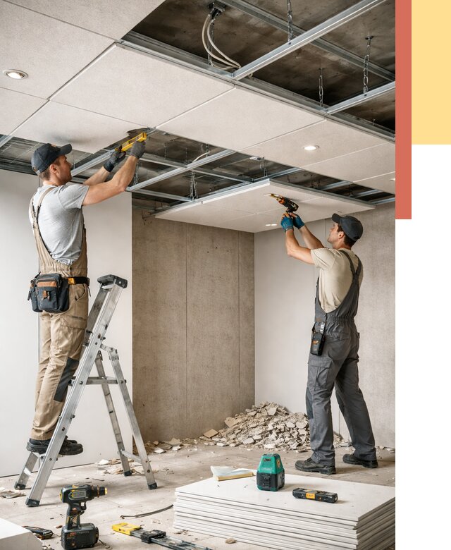 Монтаж акустического потолка в Кушве от 6672 руб/м2 — быстро и недорого | ОТДЕЛОЧНИК-Кшв