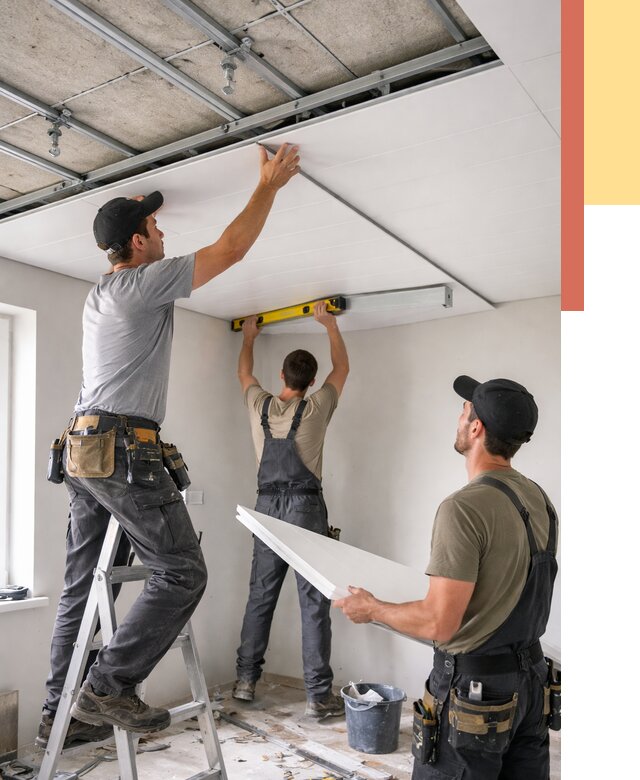 Монтаж потолка из ПВХ панелей в Кушве от 3593 руб./м2 — быстро и недорого | ОТДЕЛОЧНИК-Кшв