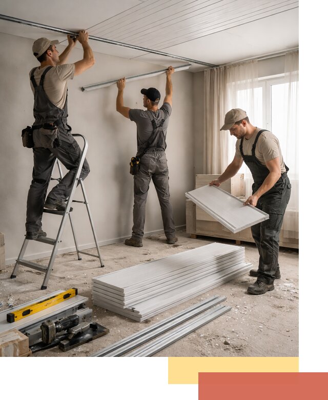 Монтаж потолка из ПВХ панелей в Кушве оперативно и качественно