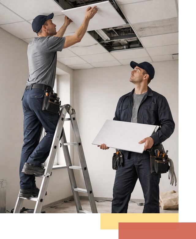 Обслуживание подвесного потолка в Кушве — ремонт и чистка