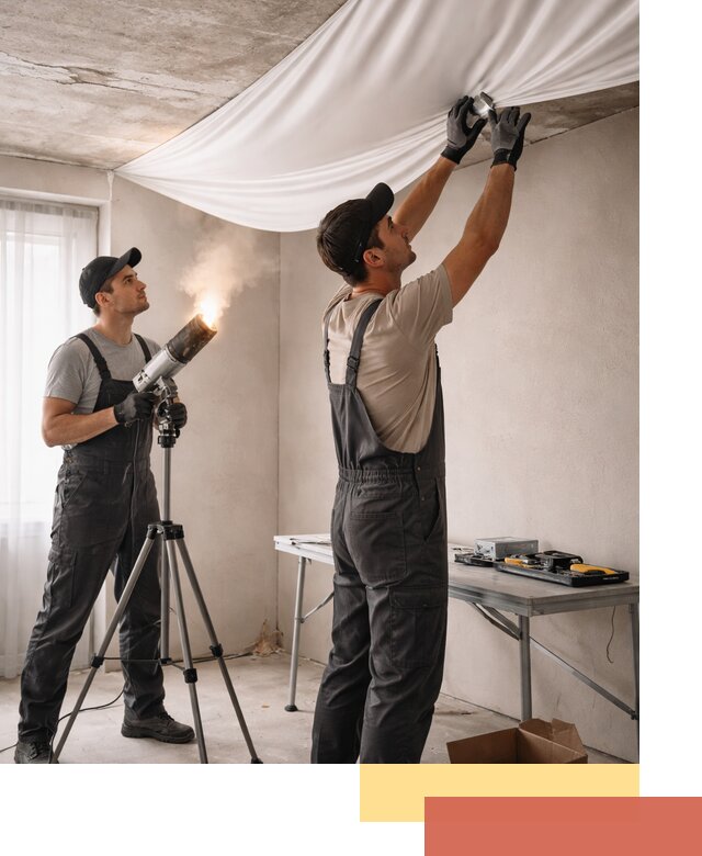 Установка натяжного потолка под ключ в Кушве